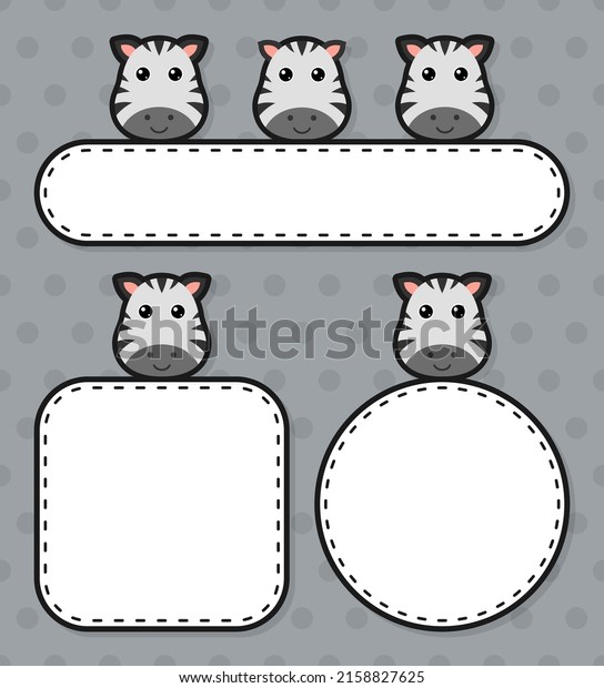 Set of cute banner with\
Zebra