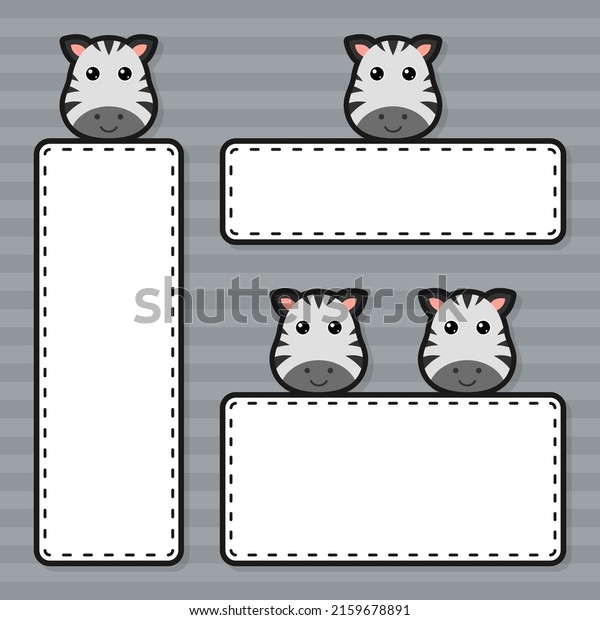 Set of cute banner with\
Zebra