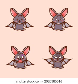 Set of cute bat cartoon illustration
