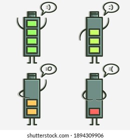 set of cute batteries, mascot design illustration. character design vector