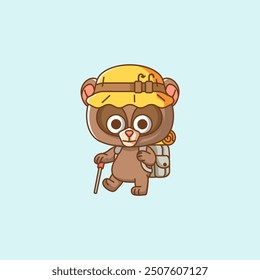 set süß bär wandern camp kawaii chibi charakter maskottchen grafik umriss stil design
