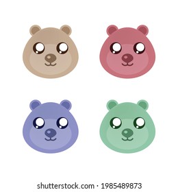 Conjunto de iconos de oso mate aislados en fondo blanco. Colorido. Vector