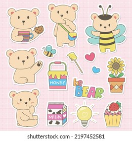 Set Cute Bear Vector Illustration Pastel Stock Vector (Royalty Free ...