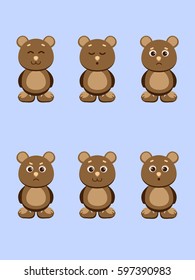 Set of cute bears expressing different emotions