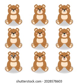 Set of cute bears flat design illustration