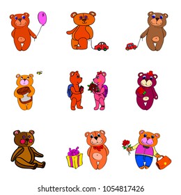 Set of cute bears, vector illustration
