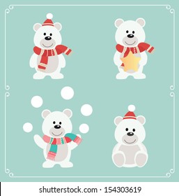 Set of cute bears. Vector illustration