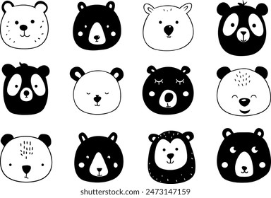 Conjunto de osos lindos, Vector kawaii osos conjunto