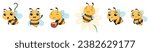 Set of cute bee cartoon with different expression