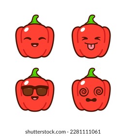 Set of Cute Bell Pepper Stickers