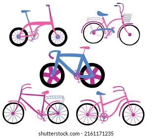 Set of cute bicycle . vector illustration