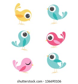 set of cute birds