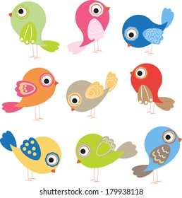 set of cute birds