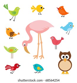 Set of cute birds