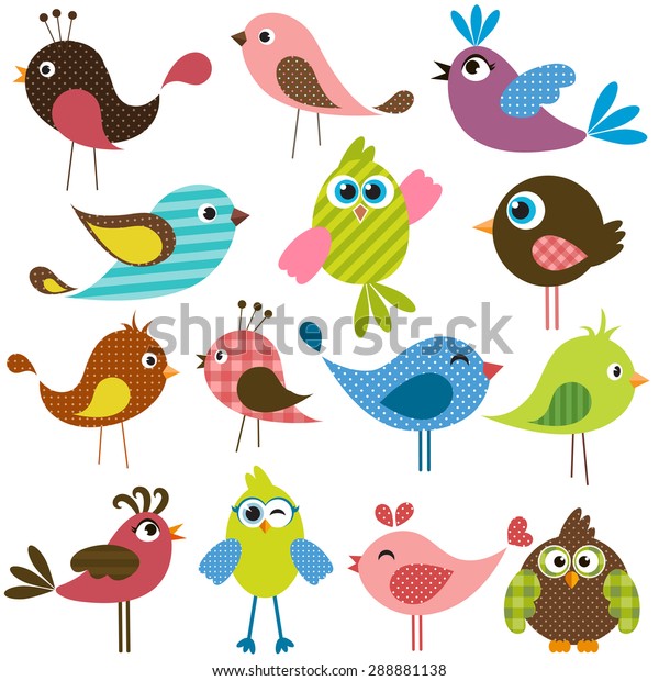 Set Cute Birds Stock Vector (Royalty Free) 288881138 | Shutterstock