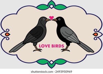 Set of cute birds isolated on white background. birds silhouettes set. Birds icon Set . Love Birds. Wildlife, Flying, illustration, Silhouette. Bird Vector illustration. Love Bird Frame Set.