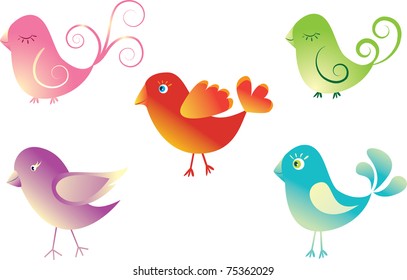 Set cute birds. vector illustration