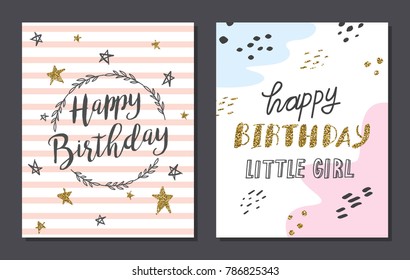 Set of cute birthday card templates
