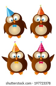 Set of cute Birthday owls