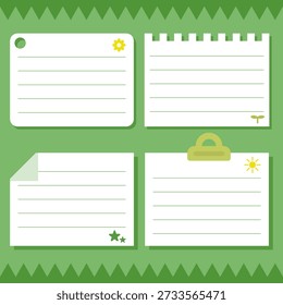 Set of Cute Blank Notepad and Sticky Note Illustrations