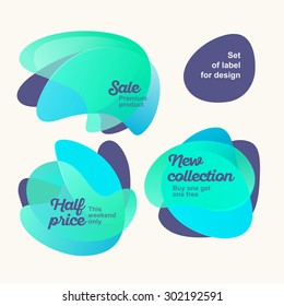 Set of cute blue color labels for design on a light background