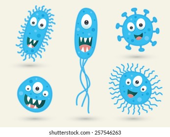 A set of cute blue germs