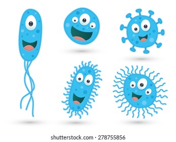 A Set Of Cute Blue Germs / Bacteria
