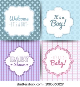 A set of cute blue and pink templates for invitations