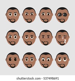 Set of cute bodyguard emoticons. Vector illustration.