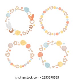 Set of cute boho baby toys frames
