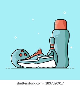 Set of cute bowling items illustrations