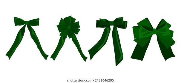 Set of cute bows for gift, cards and invitations.Vector illustration