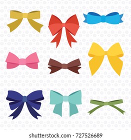A set of cute bows on an abstract floral background.