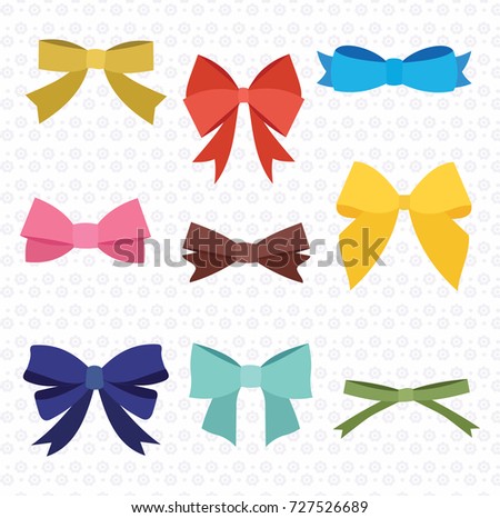 A set of cute bows on an abstract floral background.