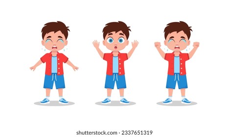 Set of cute boy emotions	
