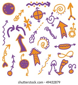 Set of cute bright arrows and symbols