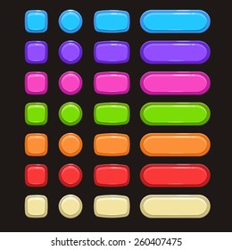 Set of cute bright colorful buttons on the dark background