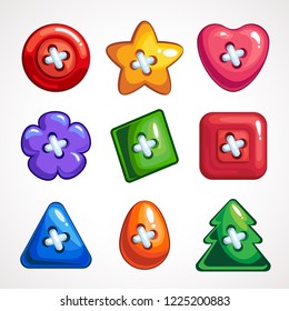 Set of cute bright colorful vector buttons for sewing. Vector illustration