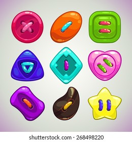 Set of cute bright colorful vector buttons