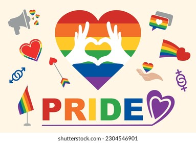 Set of cute and bright LGBT icons