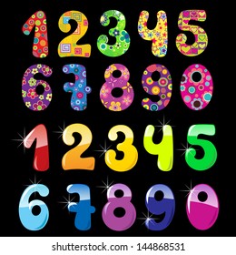 Set of cute  bright numbers
