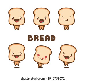set cute bun mascot characters with different expressions.