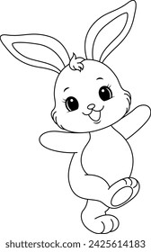 Set of cute bunny coloring page. Easter colouring book for kids