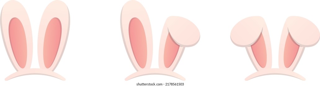 Set of cute bunny ears shape, cute and playful, vector cartoon style