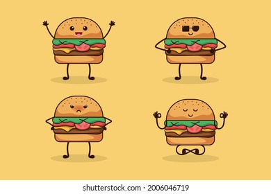 Set Cute Burger Collection Stock Vector (Royalty Free) 2006046719 ...