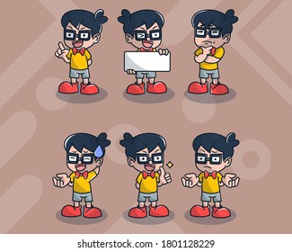 conjunto de tiernos personajes de negocios con apariencia opcional. vector kawaii premium
