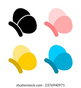 Set cute butterfly flying doodle icon flat vector design
