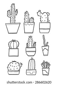 Set of cute cacti 