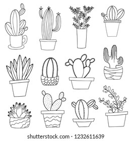 Pot Plants Tools Sketch Hand Drawing Stock Vector (Royalty Free ...