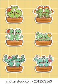 conjunto de tiras cómicas de la pareja de cactus lindo